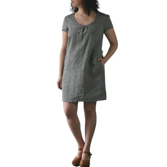 Nuthatch Dresses | Nuthatch Shirred Washed Linen Pullover Dress, Gray, L | Color: Gray | Size: L | 23goodthreads's Closet